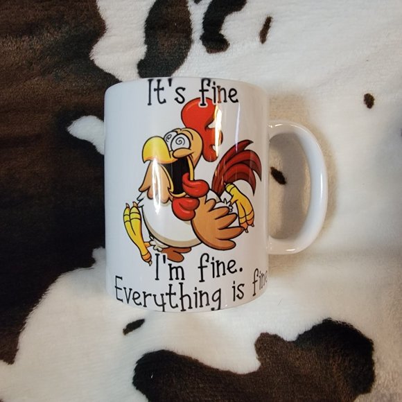Chicken Everything is Fine Funny 11oz Ceramic Coffee Mug Tea Cup - Picture 3 of 6